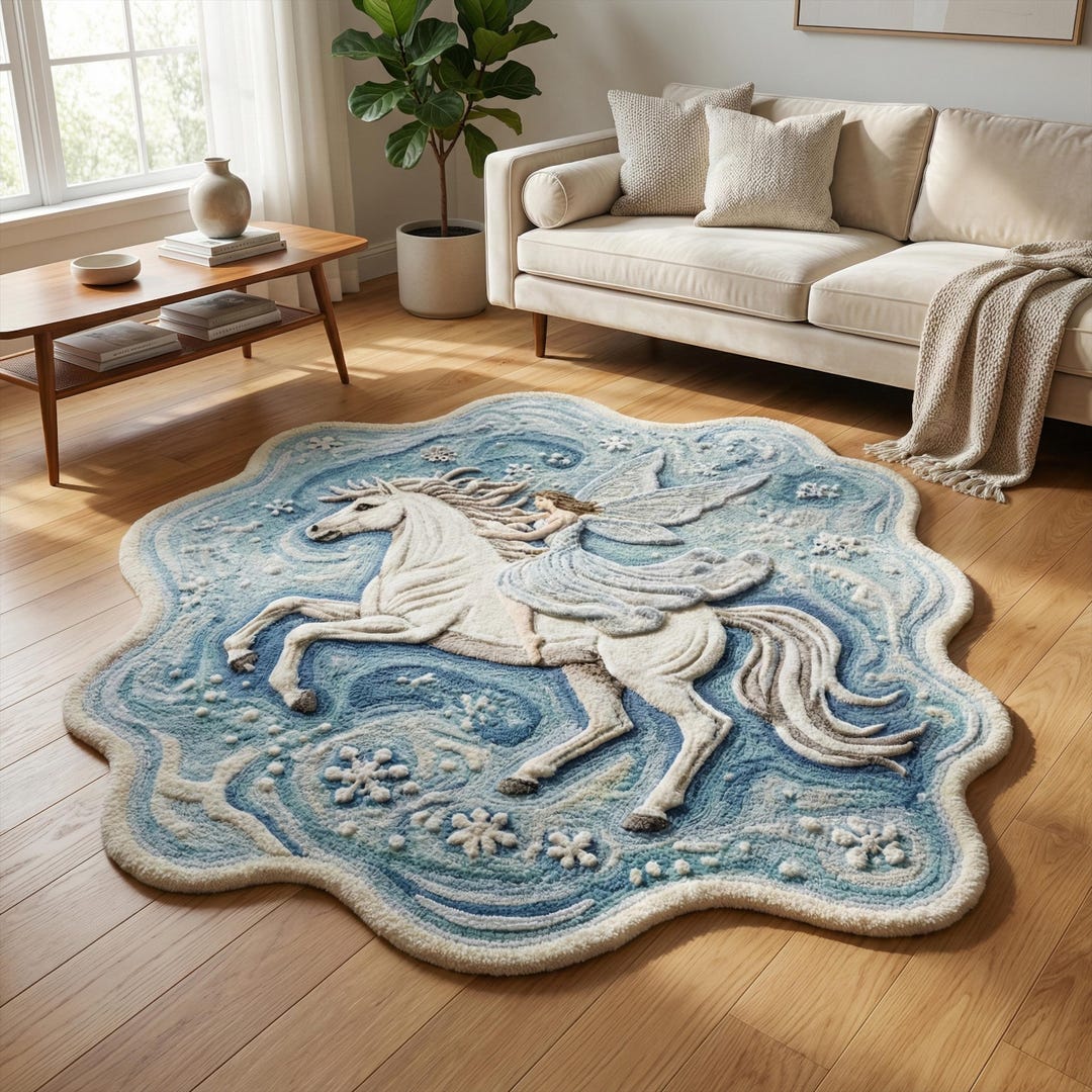 Fairy Blue Rug Blue Ivory Irregular Wool Tufted Rug, Modern Wavy Fairy Textured Rugs ...