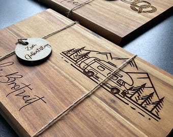 Breadboard with custom text | Gift idea | Birthday | Barbecue | Hiking | Hunting | Camping - Cutting board with personalized engraving