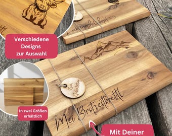 Personalisiertes Brotzeitbrett, Frühstücksbrettchen, Holzbrett, Schneidebrett - personalisierte Geschenke, Geburtstag, Hochzeit, Vatertag...