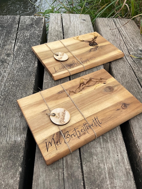 Personalisiertes Brotzeitbrett, Frühstücksbrettchen, Holzbrett, Schneidebrett - personalisierte Geschenke, Geburtstag, Hochzeit, Vatertag...