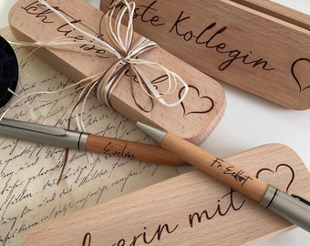 Personalized ballpoint pen with case | Engrave with your desired text | Gift idea - for exams - midwife - teacher - educator - colleague