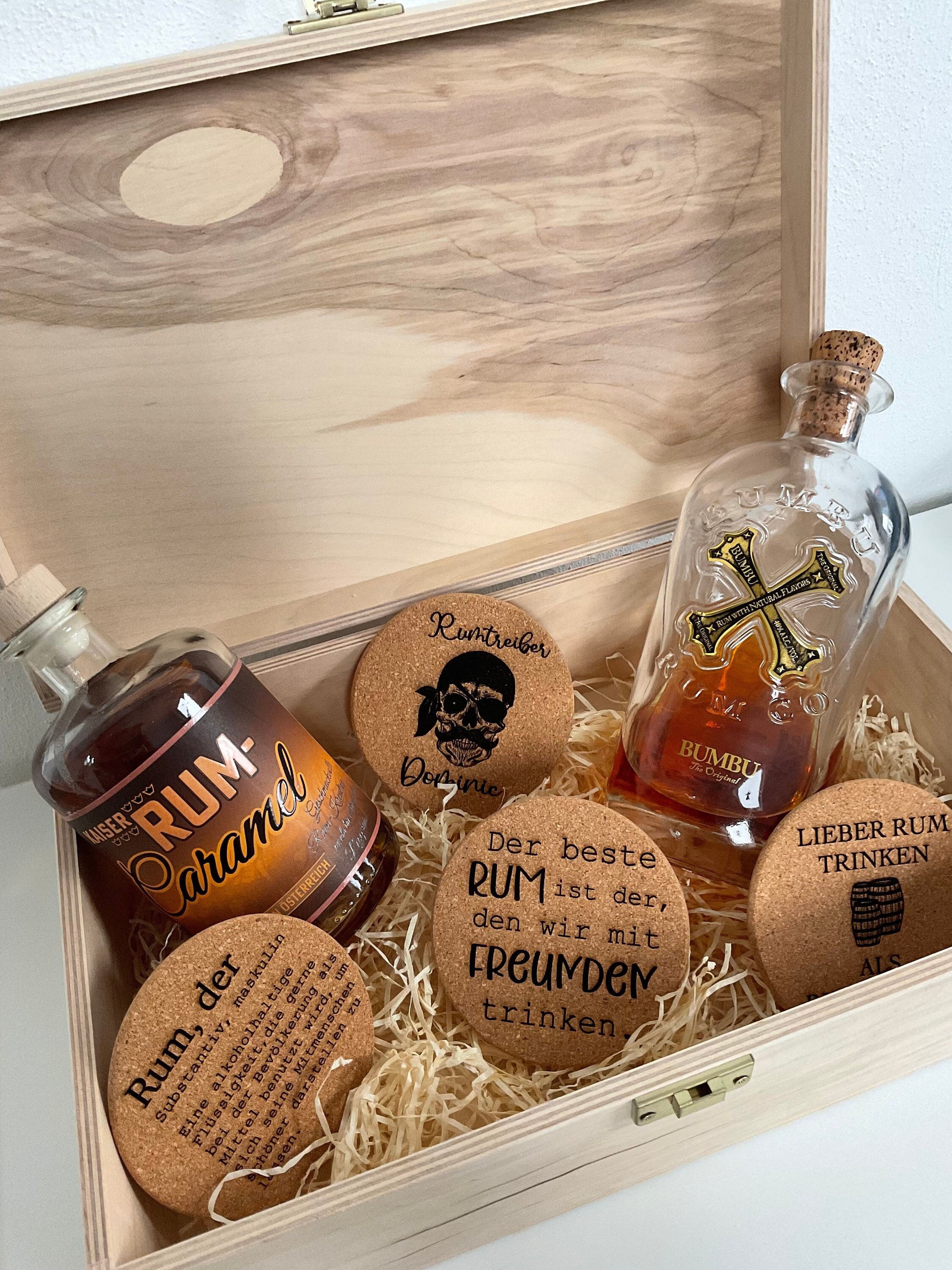 Korkuntersetzer für Rum Liebhaber - Trinksprüche Rum - Glasuntersetzer - Geschenkidee zum Geburtstag, Vatertag, Muttertag, Hochzeit uvm…