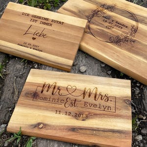 Personalized cutting boards for weddings / anniversaries - snack boards wedding gifts - breakfast boards with personalized engraving