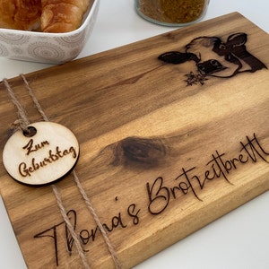 Brotzeitbrett, Holzbrett, Frühstücksbrettchen, Brettchen personalisiert, Brotzeitbrettchen Geschenkidee zum Geburtstag, Vatertag, Muttertag Bild 2