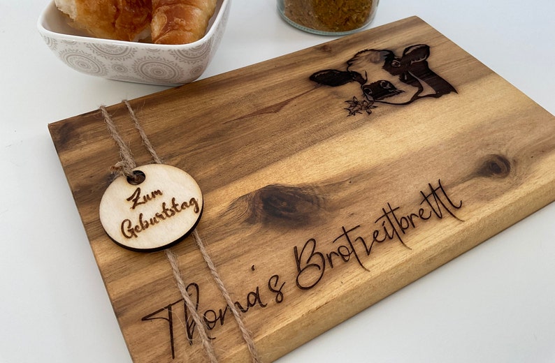 Brotzeitbrett, Holzbrett, Frühstücksbrettchen, Brettchen personalisiert, Brotzeitbrettchen Geschenkidee zum Geburtstag, Vatertag, Muttertag Bild 2