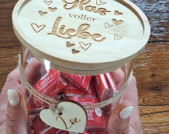Personalized storage jar | Engraved glass | Couple's gift | Jar full of love | Birthday gift | Wedding gift | Anniversary