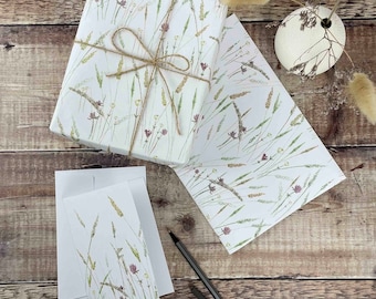 Floral wrapping paper and card set, Flower gift wrap and card, Wildflower gift wrap set, Packaging Material greeting card and wrapping paper