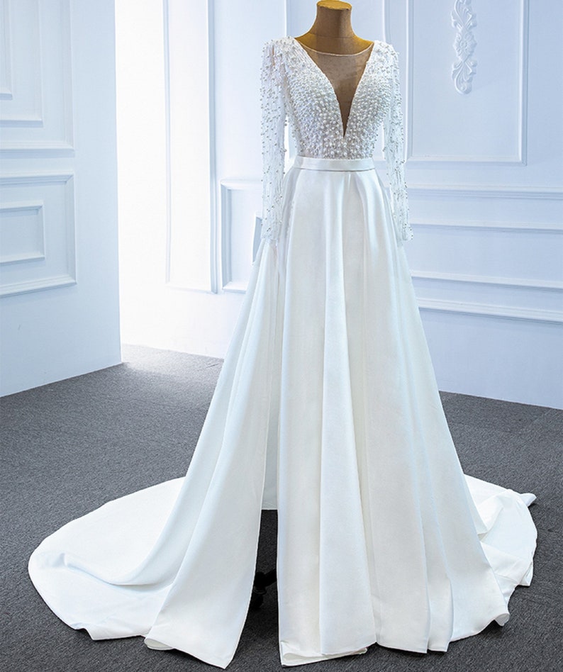 Ivory Wedding Dress With Long Sleevesbohomian Wedding Gown Etsy