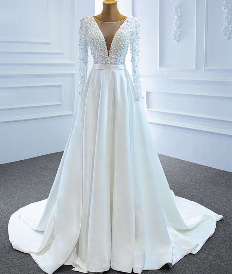 Ivory Wedding Dress With Long Sleevesbohomian Wedding Gown Etsy