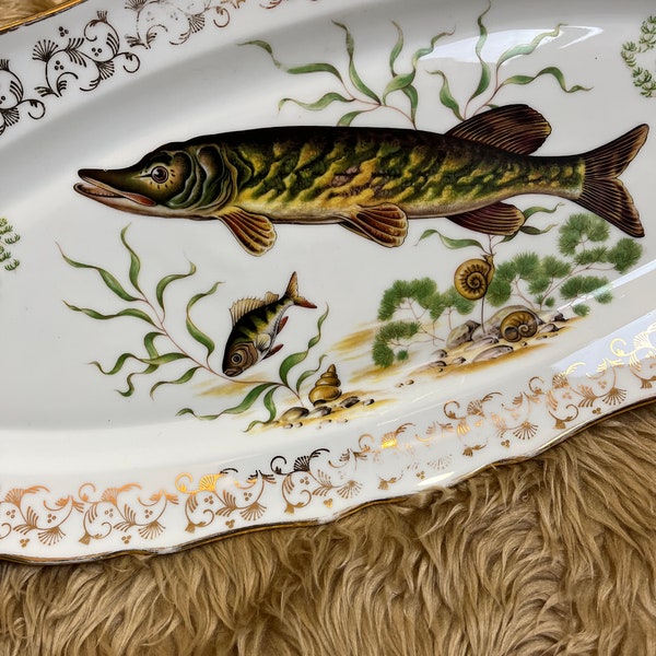 Grand plat de service à poisson en porcelaine fine M&S