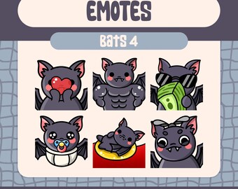 Kawaii Vampire Bat Emote Pack for Twitch, Discord (Digital Download)