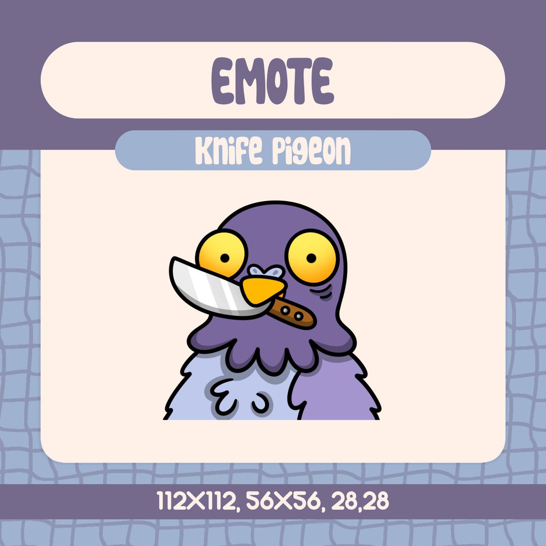 Animated Angry Knife Pigeon Emote for Twitch Streamers, Kawaii Pigeon ...