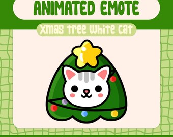 Emote animado de gato navideño kawaii para Twitch (descarga digital)