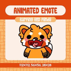 Kawaii Burping Red Panda Animated Emote for Twitch and Discord, Funny Red Cheek Stream Emote, Cute Drinking Reaction Red Panda Emote