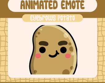 Kawaii Potato Animated Emote, Flirty Eyebrows, Twitch Discord (Digital Download)