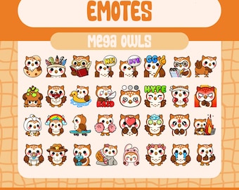 Niedliche Eulen Emotes Pack, Twitch und Discord Streamer (Digitaler Download)