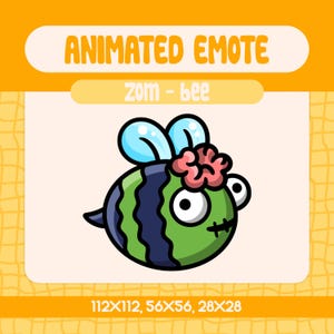 Kawaii Zom-Bee geanimeerde emote voor Twitch and Discord, grappige Halloween Zombie Bee-emote voor spookachtige en speelse streams