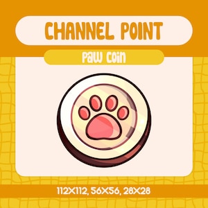 Kawaii Pink Paw Coin Channel Point Icon for Twitch, Adorable Pet Emote for Streamers, Cute Animal Reward Icon