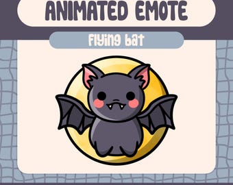 Flying Bat Animated Emote, Cute Vampire, Halloween Twitch Discord (Digital Download)