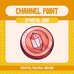 Kawaii Crystal Coin Channel Point Icon for Twitch, Adorable Pink Gemstone Emote for Streamers, Magical Crystal Reward