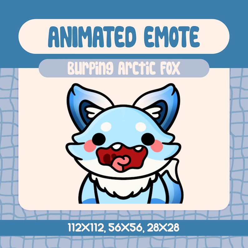 Kawaii Burping Arctic Fox Animated Emote, Twitch Discord (digital ...