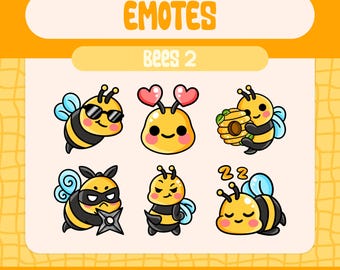 Kawaii Bee Emote Pack, Playful Streamer Chat Emotes (Digital Download)