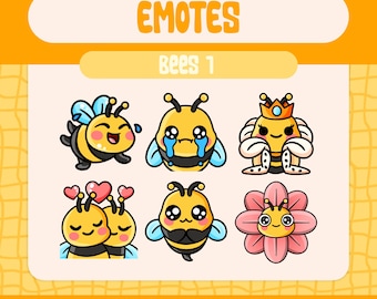 Kawaii Bee Emotes Pack, Twitch/Discord Streamer Chat (Digital Download)