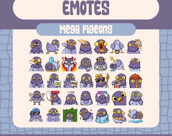 35 Mega Pigeon Emote Pack For Twitch, Cute Bird Streaming Emotes, Ultimate Pigeon Emote Bundle For Streamers, Fun Unique Twitch Emote Set