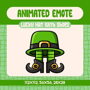 Kawaii Lucky Hat with Shoes Animated Emote for Twitch and Discord, Fun and Lucky Leprechaun Hat Emote for St. Patrick&#39;s Day Streams