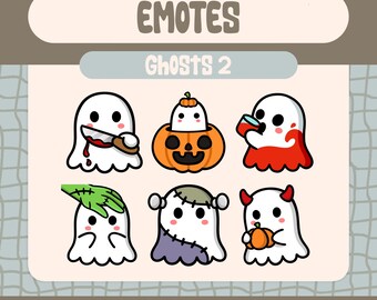 Kawaii Ghost Emote Pack, Halloween Twitch, Discord (digitale download)