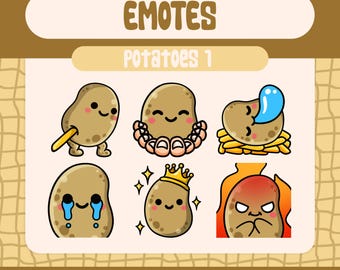 Kawaii Potato Emote Pack, Funny Twitch and Discord Reactions (Digital Download)