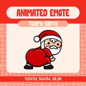Twerk Santa Animated Twitch Emote, Fun and Festive Christmas Emote for Streamers, Perfect for Noel Themed and Funny Xmas Twitch Streams