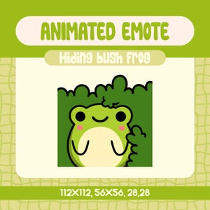 Animierter versteckter Buschfrosch Emote für Streamer, Kawaii schüchterner Frosch Twitch Emotes, lustige Reaktionen für Twitch, Discord und mehr