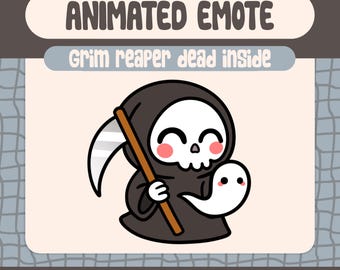 Emoticono animado de la Parca Kawaii, reacción fantasmal (descarga digital)