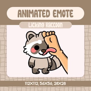Kawaii Licking Raccoon Animated Emote for Twitch and Discord, Funny Feet Lick Reaction Emote, Cute Playful Raccoon Emote for Stream Moments