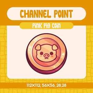 Puntos de canal de moneda de cerdo rosa para Twitch y Kick, puntos de canal de emoticones de cerdo de Twitch, emoticón de moneda, puntos de canal de Twitch