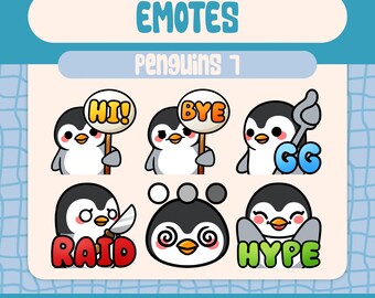 Kawaii Penguin Gamer Emote Pack Winter Animal Twitch Discord