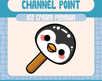 Kawaii Ice Cream Penguin Channel Point for Twitch, Funny Winter Sweet Treat Reward with Cute Penguin Ice Cream for Streamers