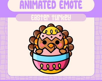 Kawaii Easter Thanksgiving Turkey Animated Emote for Twitch and Discord, Cute Easter Egg Turkey Emote for Streamers, Funny Turkey Reaction
