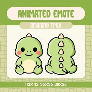 Kawaii Spinning Trex Emote for Twitch and Discord, Cute Rotating Dinosaur Chat Reaction, Fun Dino Turnaround Emote for Streaming Moments