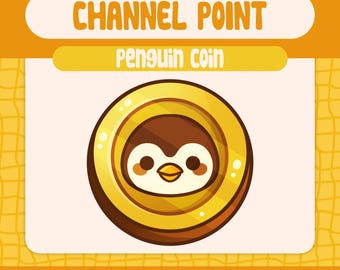 Kawaii Gold Penguin Coin Channel Point for Twitch, Cute Winter Penguin Coin Reward with Shiny Golden Finish for Fun and Cozy Streams
