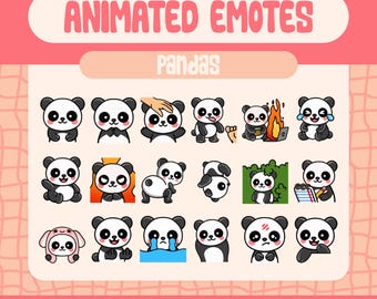 Animierte Panda Emote Pack, Twitch und Discord (Digitaler Download)