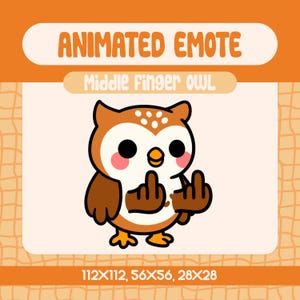 Kawaii Brown Owl Middle Finger Animated Emote for Twitch, Funny Flipping Off Bird Emote for Streamers and Discord Rage Moments