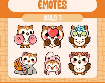 Kawaii Eule Emotes Pack, süßes Vogel Twitch/Discord Streamer Set