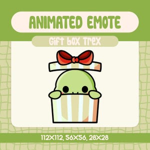 Surprise Dinosaur Emote for Twitch and Discord, Kawaii T-Rex in Gift Box Reaction Emote, Cute Dino Peek Emote for Fun and Wholesome Moments