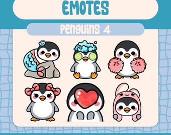 Kawaii Girly Penguin Emote Pack Winter Animal Self Care Twitch Kick