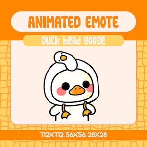 Kawaii Duck Head Goose Animated Emote for Twitch and Discord, Cute White Duck in Goose Hoodie Reaction, Funny Stream Costume Emote