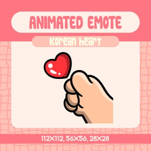 Kawaii koreanisches Herz Animiertes Emote für Twitch und Discord, Romantisches Liebe Emote für Süße und Verspielte Streams