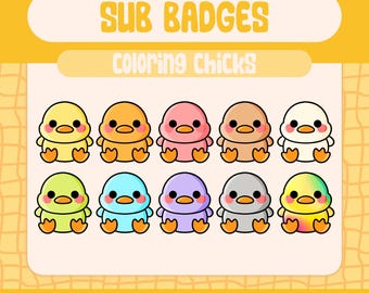 Kawaii Chick Sub Badges, Colorful Twitch Subscriber Badges
