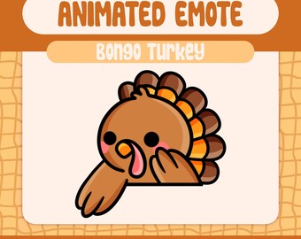 Kawaii Bongo Turkey Animated Emote for Twitch and Discord, Funny Drumming Reaction Emote to Celebrate Thanksgiving Moments on Stream